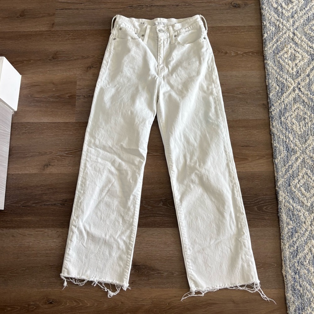J Crew Slim Wide leg white jeans